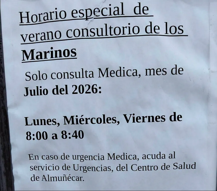 El PSOE exige a Ruiz Joya que defienda ante la Junta de Andalucía la atención médica en Los Marinos, reducida a solo dos horas semanales