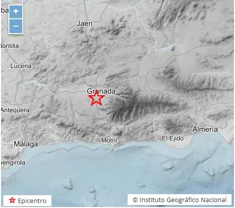A la 01:04 de la madrugada se ha producido un terremoto de magnitud 4,8 con epicentro en Alhendín