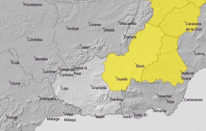 EL TIEMPO: Aviso amarillo por lluvias y tormentas en el norte provincial granadino