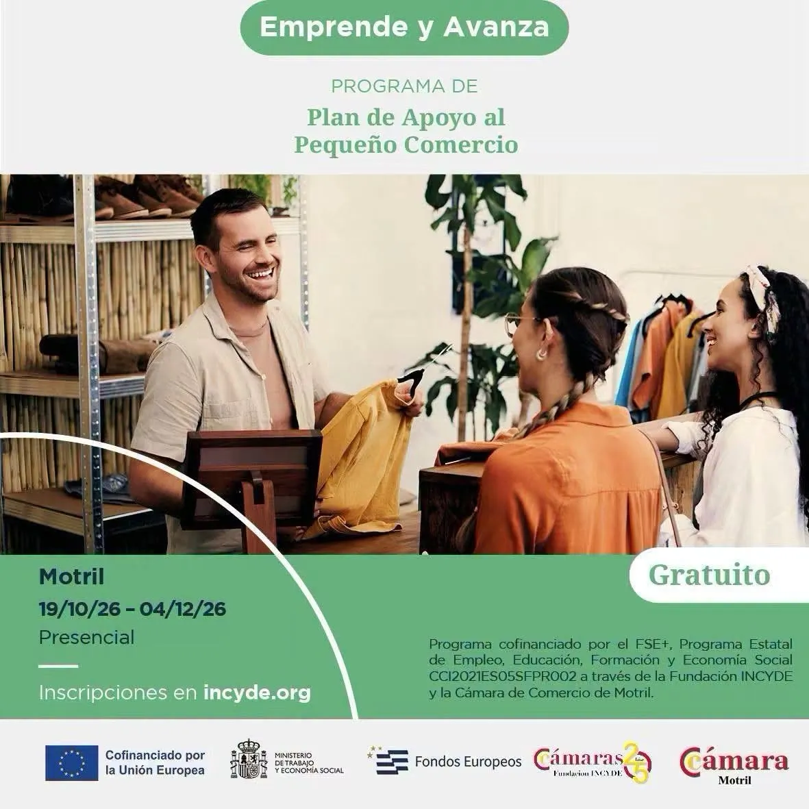 La Cámara de Comercio de Motril pone en marcha «Emprende y Avanza», una formación gratuita y presencial de apoyo al pequeño comercio